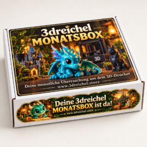 3dreichel Monatsbox mit Drachenmotiv – Verpackungsansicht, Inhalt variiert